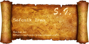 Sefcsik Irma névjegykártya