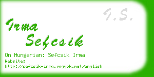irma sefcsik business card